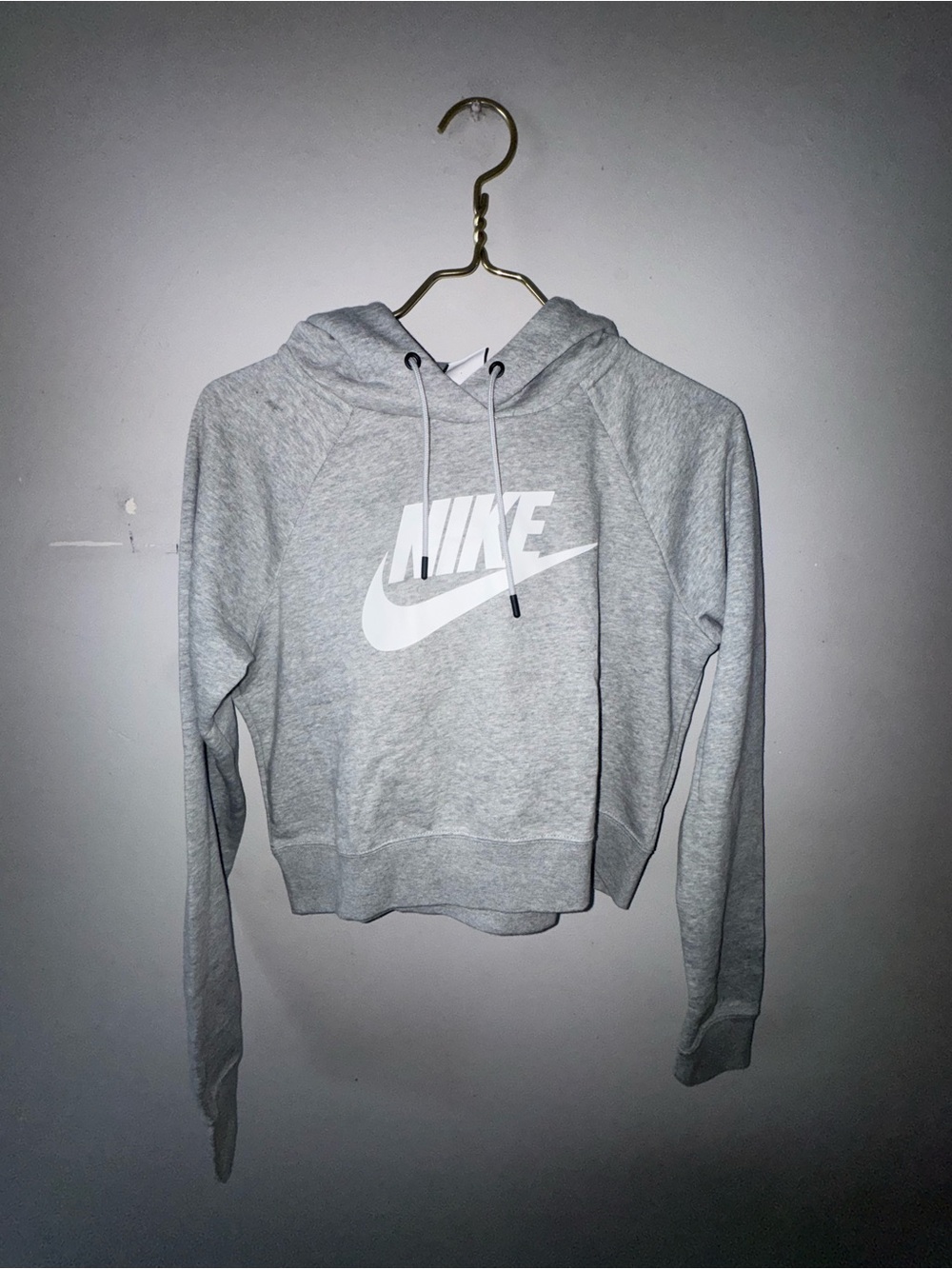 Nike Light Gray Women's Pullover Hoodie with White Logo